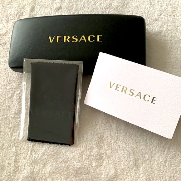 🖤NEW VERSACE GLASSES CASE, WARRANTY CARD & EMBOSSED VERSACE CLOTH - Picture 1 of 5